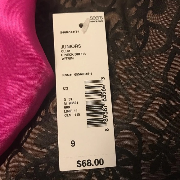 Pink/Black Form Fitting Dress NWT - Picture 3 of 3